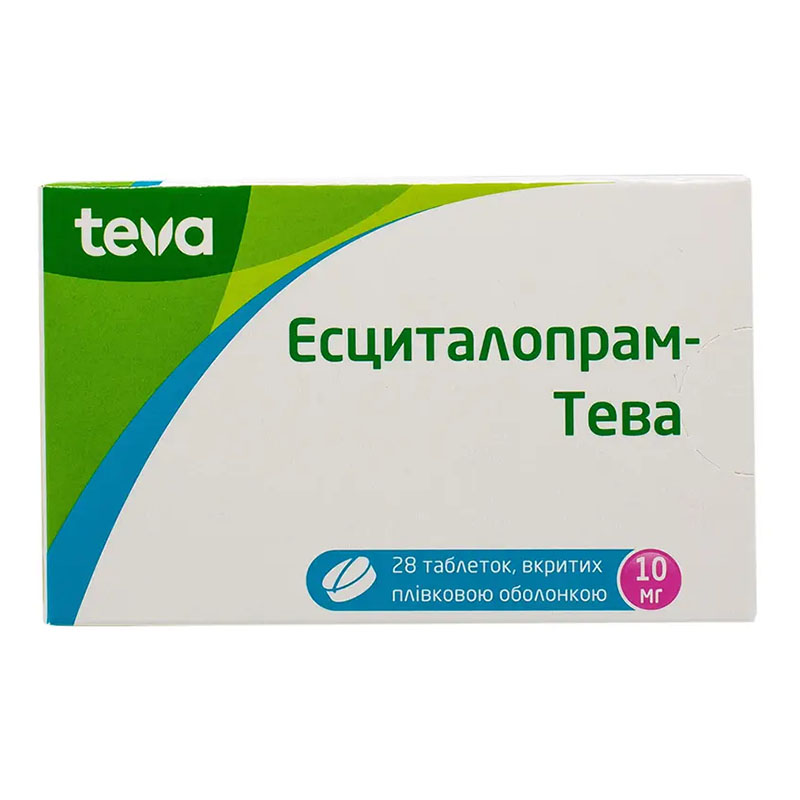 Эсциталопрам-Тева таблетки по 10 мг 28 шт. (14х2) Эсциталопрам-Тева таблетки по 10 мг 28 шт. (14х2)