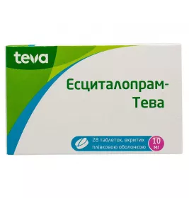 Есциталопрам-Тева таблетки по 10 мг 28 шт. (14х2)