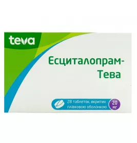 Есциталопрам-Тева таблетки по 20 мг 28 шт. (14х2)