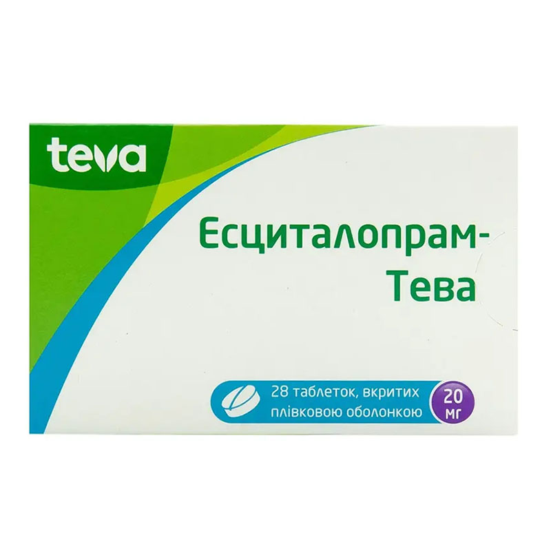 Есциталопрам-Тева таблетки по 20 мг 28 шт. (14х2)