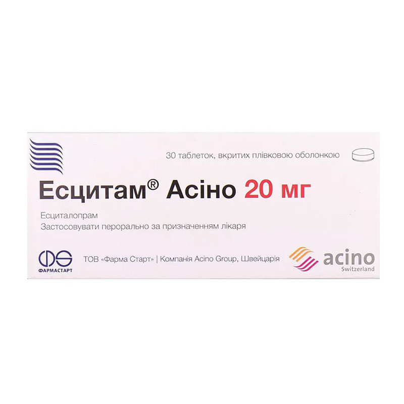 Есцитам Асіно таблетки по 20 мг 30 шт. (10х3)
