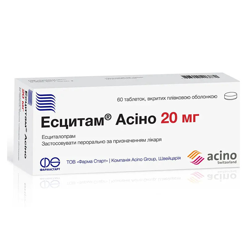 Есцитам Асіно таблетки по 20 мг 60 шт. (10х6)