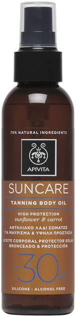 *Масло-спрей Apivita SUNCARE для тела для загара SPF30 с подсолнечником и морковью 150мл *Масло-спрей Apivita SUNCARE для тела для загара SPF30 с подсолнечником и морковью 150мл