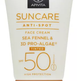 *Крем Apivita SUNCARE для обличчя тонуючий проти пігментних плям сонцезах SPF50 с 3D PRO-ALGA 50мл
