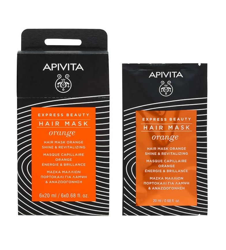 Маска Apivita EXPRESS BEAUTY Блиск та оздоровлення для волосся з апельсином 20 мл