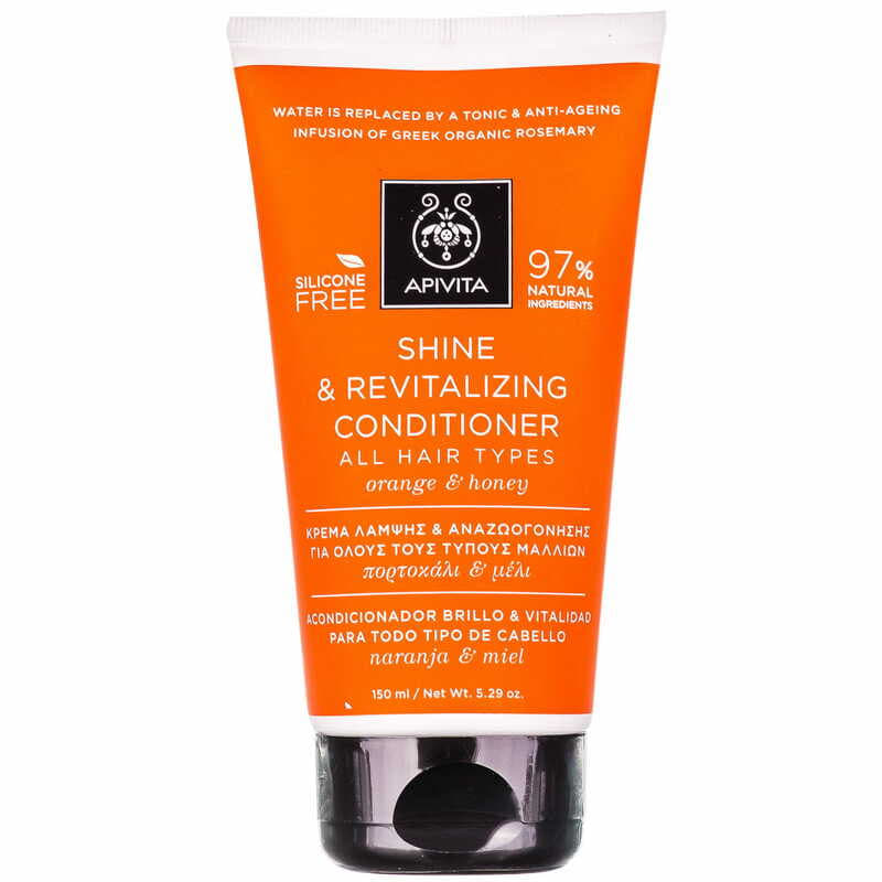 *Кондиціонер Apivita Блиск та оздоровлення для всіх типів волосся з апельсином та медом 150 мл