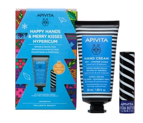 *Набір Apivita Звіробій (Крем зі звіроб. та бджол. воском для потр. шкіри рук 50мл+Бальзам для губ 4,4г)