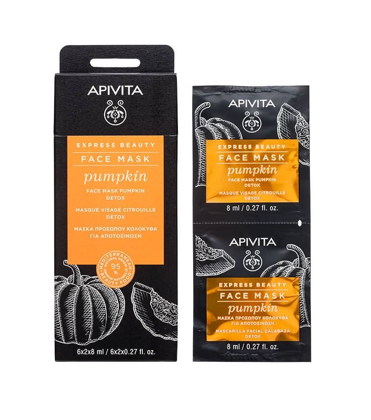 Маска Apivita EXPRESS Детокс для очищення шкіри обличчя з гарбузом 2х8 мл