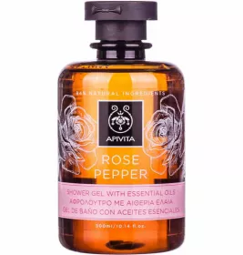 *Гель Apivita для душу з ефірними оліями троянда і перець 300 мл
