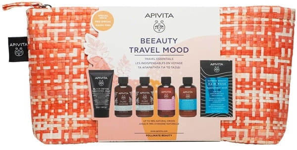 *Набір Apivita BEEAUTY TRAVEL MOOD (очищ.гель50мл+гель д/душа75мл+молочко д/тела75+гель д/инт.гиг75мл+шамп75мл+маска д/волос20мл)