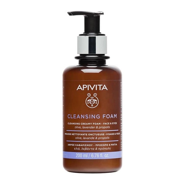 Пінка кремова Apivita EXPRESS BEAUTY Очищаюча для обличчя та очей 200мл