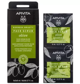 Скраб Apivita EXPRESS BEAUTY глибоке відлущування шкіри обличчя з оливою 2*8 мл