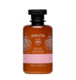 Гель Apivita для душа с эфирными маслами роза и перец 250 мл