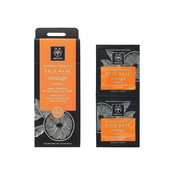 Маска Apivita EXPRESS BEAUTY з апельсином Сяяння 2х8 мл