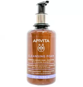 *Пінка Apivita КЛЕАНЗІНГ для очищення шкіри обличчя і очей з оливою і лавандою 200 мл