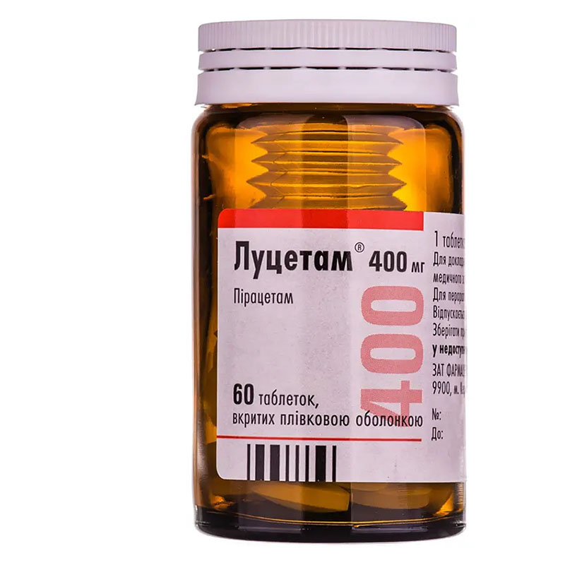Луцетам таблетки по 400 мг 60 шт. во флаконе