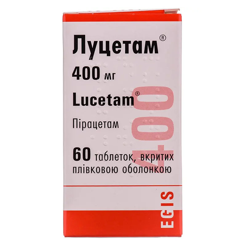 Луцетам таблетки по 400 мг 60 шт. у флаконі