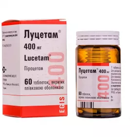 Луцетам таблетки по 400 мг 60 шт. у флаконі