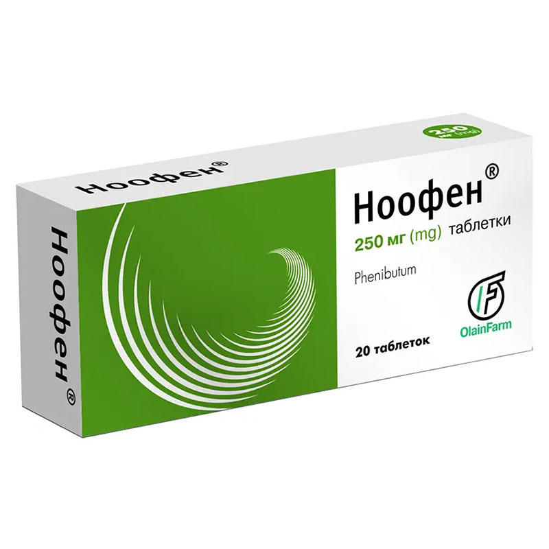 Ноофен таблетки по 250 мг 20 шт. (10х2)