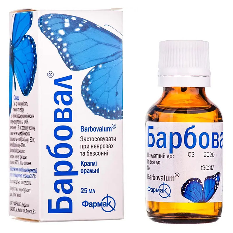 Барбував краплі по 25 мл у флаконі