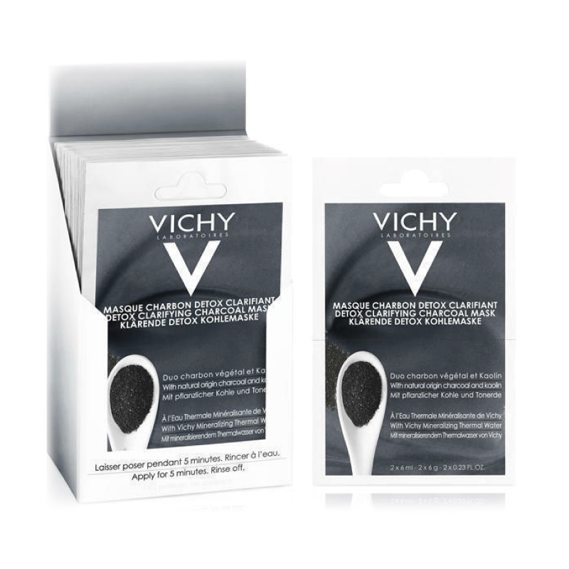 *Маска-детокс Vichy з вугіллям та каоліном для глибокого очищення шкіри обличчя 2х6мл