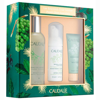 Набір Caudalie Beauty Elixir Power Glow(Еліксір-вода для краси обличчя 100мл, Пінка для зняття макіяжу 50мл, Маска детокс, 15мл)