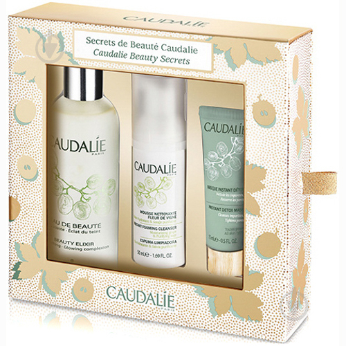 Набір Caudalie2604 Beauty Secrets set(Еліксир-вода краси для обличчя для всіх типів шкіри 100мл+Пінка для зняття макіяжу 50мл+Маска детокс 15мл)