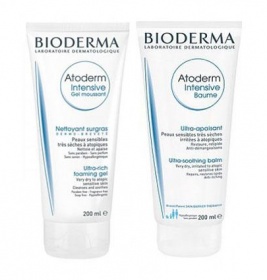 *Набір Bioderma Атодерм Интенсив бальзам 200мл+ гель очищающий 200мл