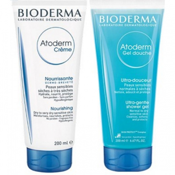 *Набір Bioderma Атодерм крем 200мл + гель очищающий для душа 200мл