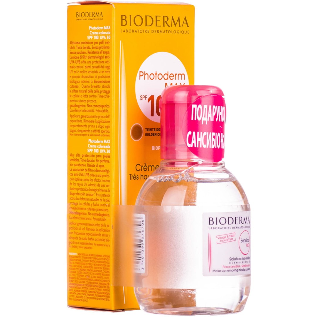 *Набір Bioderma 8552 Фотодерм Max тональный крем светлый 40мл + Сансибио Н2О 100мл