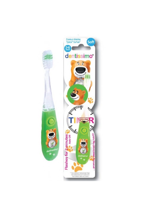*Зубная щетка Dentissimo Kids Timer мягкая щетина зеленая *Зубная щетка Dentissimo Kids Timer мягкая щетина зеленая