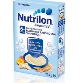 Каша Нутрілон молочна пшенична з абрикосом та бананом 6 міс 225 г