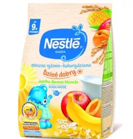 Каша Nestle молочна рисова з кукурудзою/яблуком/бананом/абрикосом і біфідобактеріями з 9 міс  230 г