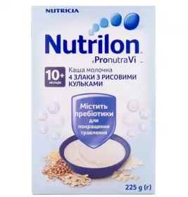 Каша Нутрілон молочна 4 злаки з рисовими кульками 10 міс 225 г
