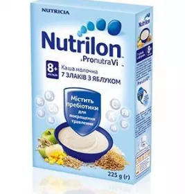 Каша Нутрілон молочна 7 злаків з яблуком 8 міс 225 г