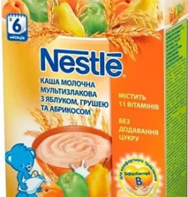 Каша Нестле молочна мультизлакова з яблуком, грушею, абрикосом 200г