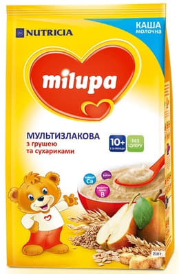 Каша Milupa мультизлакова з сухариками і грушею для дітей від 10-ти міс 210г