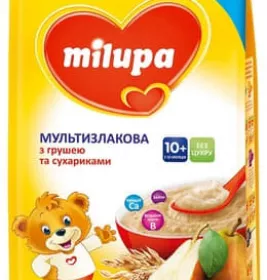 Каша Milupa мультизлакова з сухариками і грушею для дітей від 10-ти міс 210г