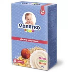 Каша Малятко молочна вівсяна з персиком 200г