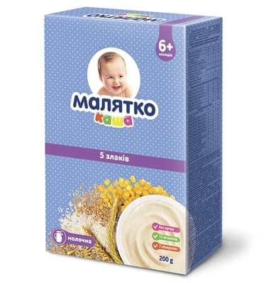 Каша Малятко молочна 5 злаків 200г