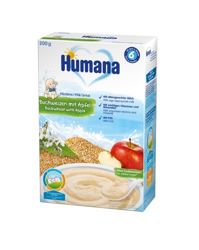 *Каша Humana молочная Гречневая с яблоком 200г (775580)