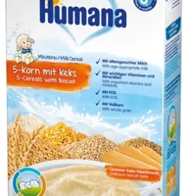 Каша Humana молочна 5 злаків з печивом 200г (775559)