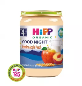 Каша HiPP 5509-01 молочная манная с фруктами Спокойной ночи с 4 месяцев 190 г (банка)