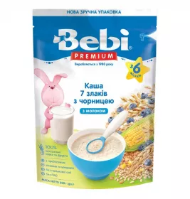 Каша Bebi Премиум 7 злаков с черникой молочная 200г