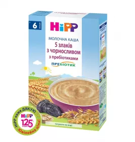 Каша HiPP 2918-02 молочная 5 злаков с черносливом с пребиотиками 250 г