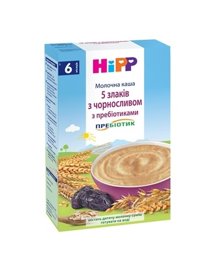 Каша HiPP 2918 молочна з пребіотиком 5 злаків з чорносливом 250 г