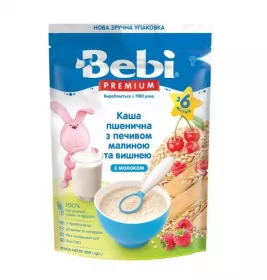 *Каша Bebi для полдника Пшеничная молочная сух,печенье с малиной и вишней 200 г