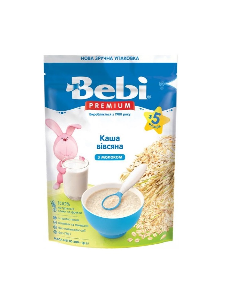 Каша Bebi Премиум молочная Овсяная с 5 мес 200г Каша Bebi Премиум молочная Овсяная с 5 мес 200г
