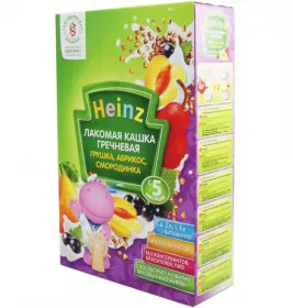 *Каша Хайнц Лакомая Гречана молочна груша/абрикос/смородина 200 г