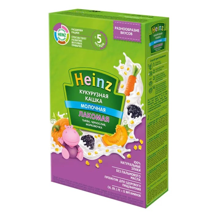 *Каша Хайнц Лакомая Кукурудзяна молочна гарбуз/морква/чорнослив 200 г